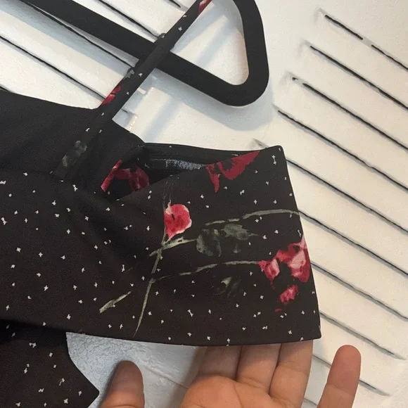 Le Château Black Floral Off-Shoulder Asymmetrical Dress - Picture 8 of 16